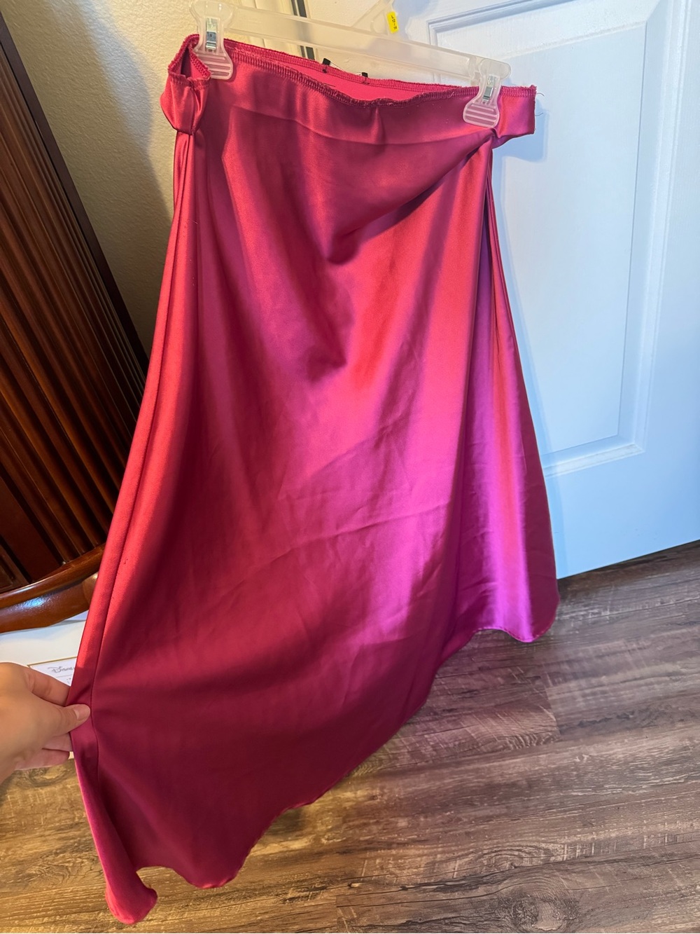 Women's Fuchsia Satin Midi Dress - Unbranded